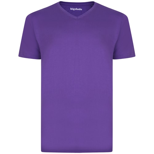 Bigdude Plain V-Neck T-Shirt Purple Tall