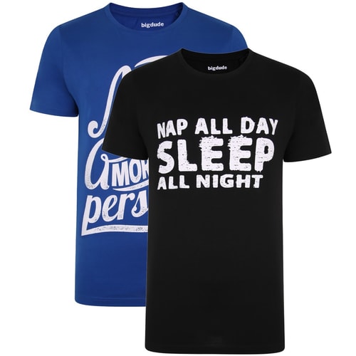 Bigdude Print T-Shirt Twin Pack Black/New Royal