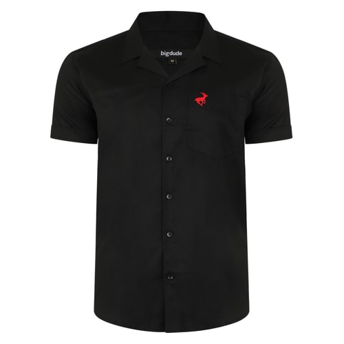 Bigdude Relaxed Collar Short Sleeve Shirt Black