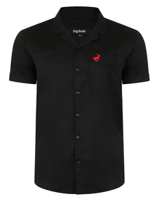 Bigdude Relaxed Collar Short Sleeve Shirt Black