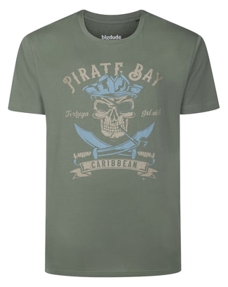 Bigdude Pirate Bay Print T-Shirt Sage Green