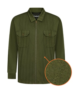 Bigdude Herringbone Full Zip Shacket Dark Khaki