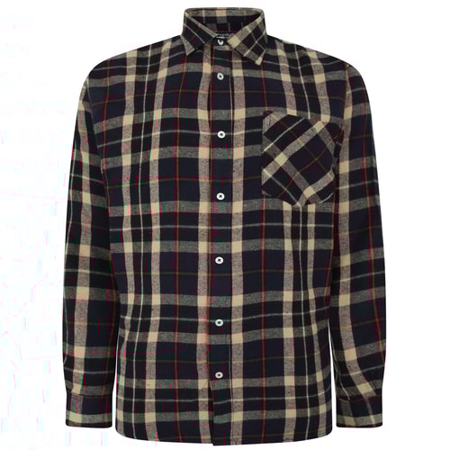 Bigdude Long Sleeve Check Flannel Shirt Navy