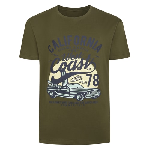 Bigdude West Coast Print T-Shirt Khaki