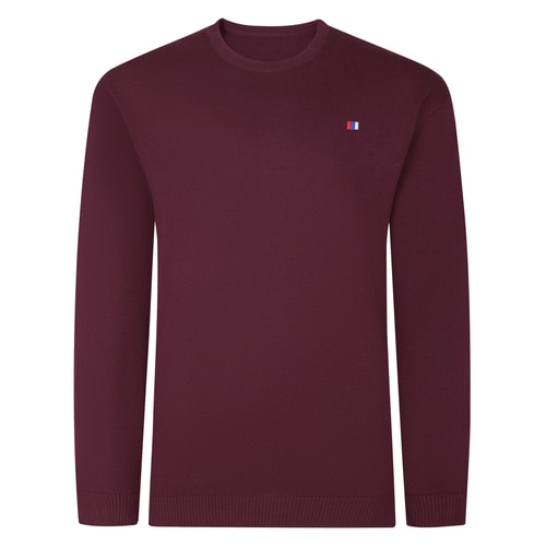 Bigdude Crew Neck Jumper With Logo Burgundy