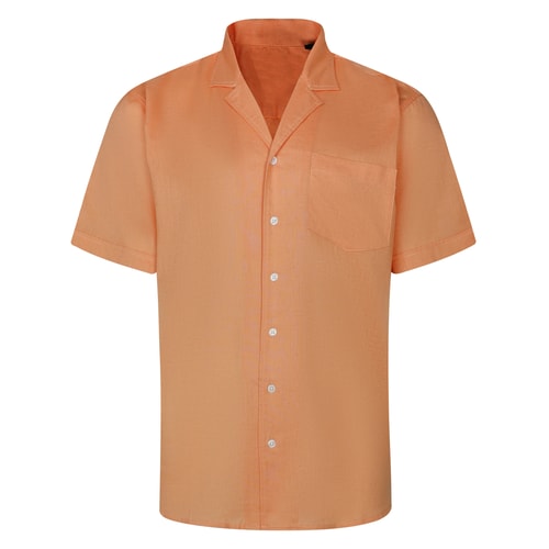 Bigdude Relaxed Collar Linen Blend Shirt Peach Tall