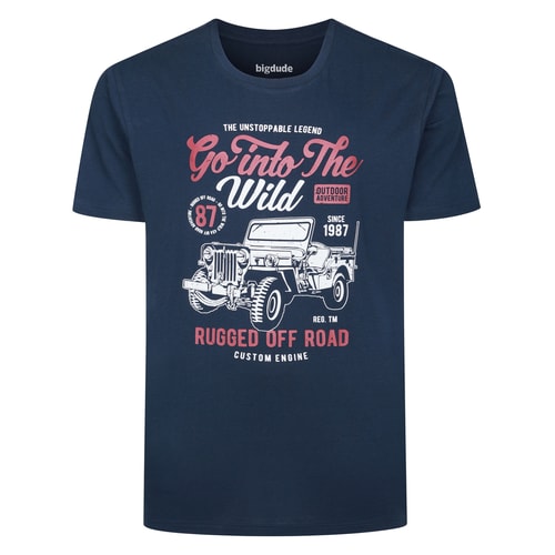 Bigdude Go Into The Wild Print T-Shirt Navy