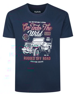 Bigdude Go Into The Wild Print T-Shirt Navy
