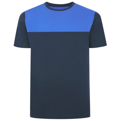 Bigdude Cut & Sew 2 Tone T-Shirt Navy/Royal Blue Tall