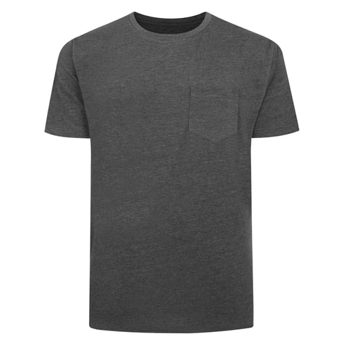 Bigdude Plain Crew Neck T-Shirt With Pocket Charcoal