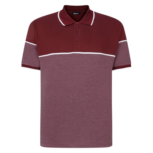 Bigdude Colour Block Polo With Piping Burgundy