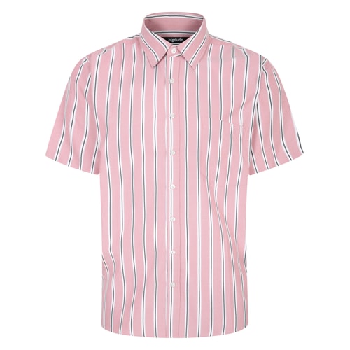 Bigdude Short Sleeve Striped Shirt Red Tall