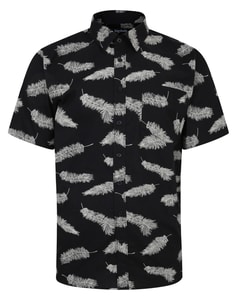 Bigdude All Over Feather Print Short Sleeve Shirt Black Tall