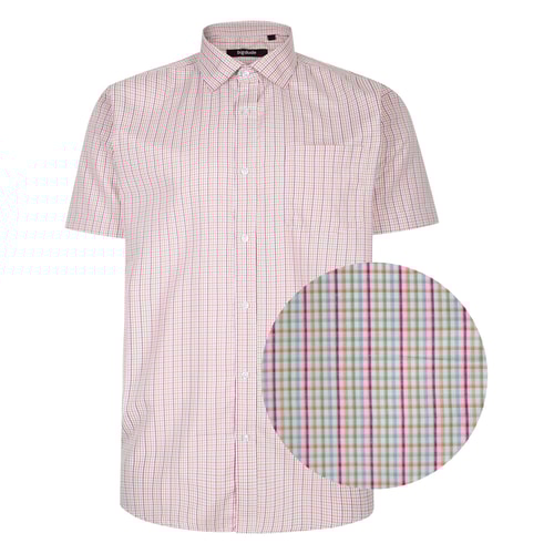 Bigdude Woven Check Short Sleeve Shirt Red/White