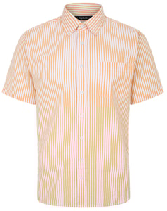 Bigdude Short Sleeve Seersucker Shirt Orange/White Tall