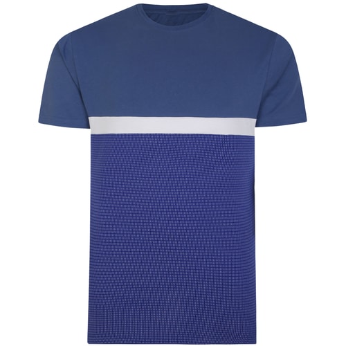 Bigdude Cut & Sew Half Tone Pattern T-Shirt Denim Tall