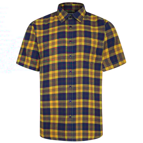 Bigdude Checked Short Sleeve Shirt Mustard Tall