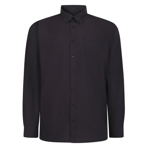 Bigdude Button Down Long Sleeve Poplin Shirt Washed Black