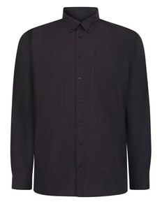 Bigdude Button Down Long Sleeve Poplin Shirt Washed Black