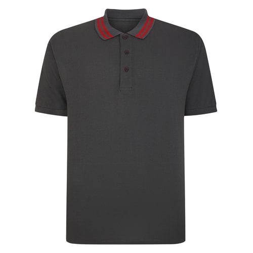 Bigdude Pique Polo With Chunky Tipping Charcoal Tall