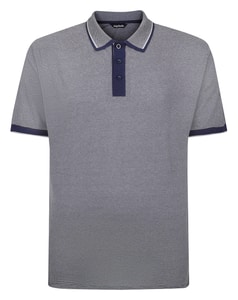 Bigdude Pure Cotton Jacquard Polo Shirt Midnight Blue Tall