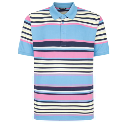 Bigdude Summer Stripe Polo Bright Blue
