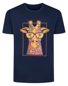 Bigdude Funky Giraffe Print T-Shirt Navy