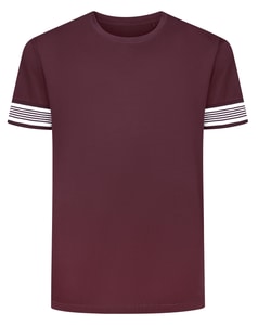 Bigdude Heavyweight Striped Arm T-Shirt Maroon Tall
