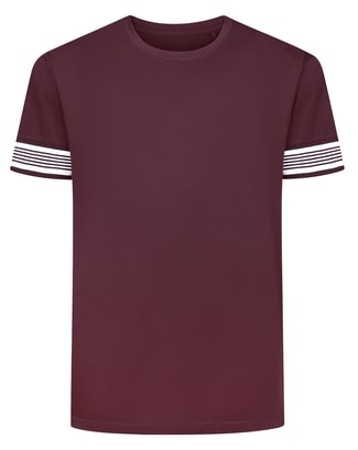 Bigdude Heavyweight Striped Arm T-Shirt Maroon Tall