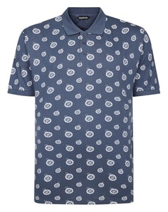 Bigdude Compass Print Polo Dusty Blue