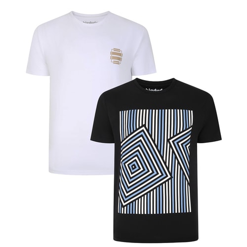 Bigdude Twin Pack Abstract Print T-Shirts Black/White