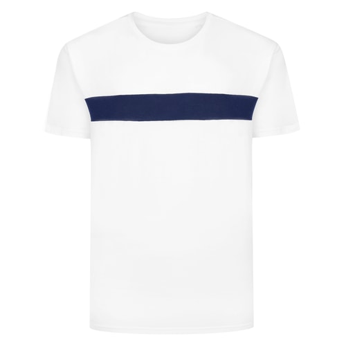 Bigdude Small Stripe Cut & Sew T-Shirt White