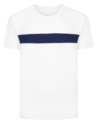 Bigdude Small Stripe Cut & Sew T-Shirt White