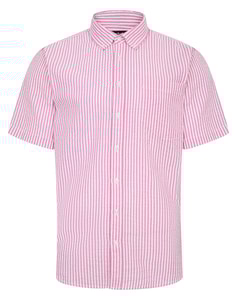 Bigdude Short Sleeve Seersucker Shirt Pink/White