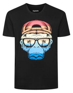 Bigdude Hip Hop Gorilla Print T-Shirt Black Tall