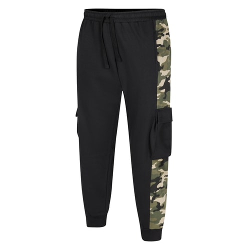 Bigdude Camo Trim Cargo Joggers Black