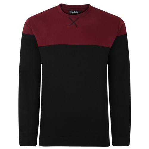 Bigdude Colour Block Jumper Black/Burgundy