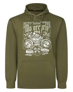 Bigdude Born to Ride Print Hoodie Dark Olive Tall