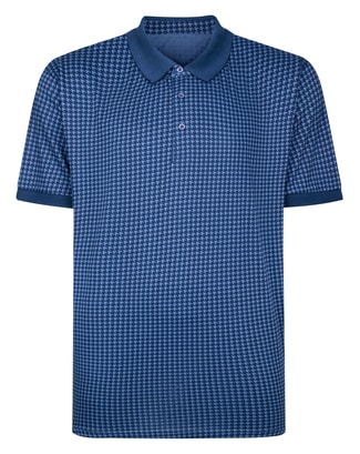 Bigdude Houndstooth Print Polo Shirt Navy