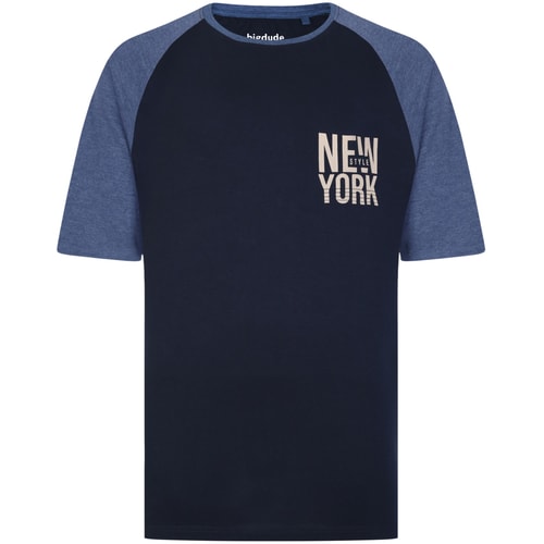 Bigdude New York Contrast Raglan T-Shirt Navy/Dark Denim Marl