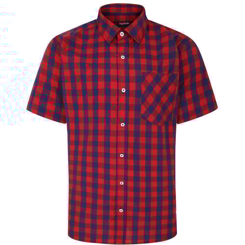 Bigdude Gingham Short Sleeve Shirt Red Tall