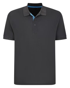 Bigdude Contrast Placket Polo Shirt Charcoal