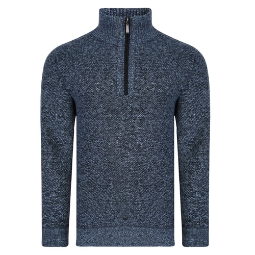 Bigdude Half Zip Knitted Jumper Navy Marl