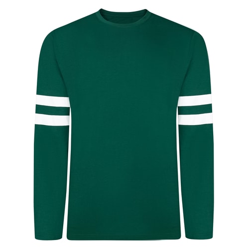 Bigdude Long Sleeve T-Shirt With Dual Arm Stripe Green