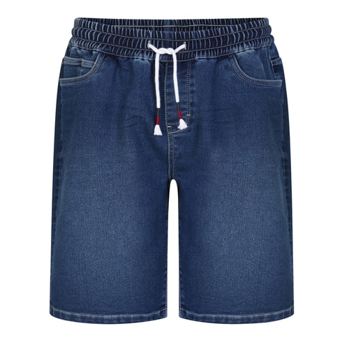 Bigdude Elasticated Waist Stretch Denim Shorts Dark Wash