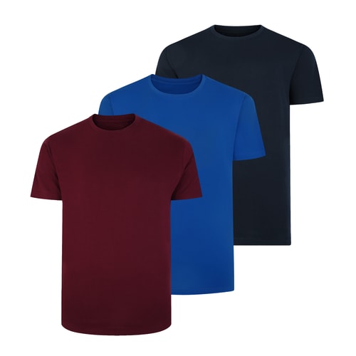Bigdude 3 Pack Plain T-Shirts Multi Tall