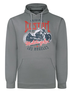 Bigdude Custom Motorcycles Print Hoodie Grey