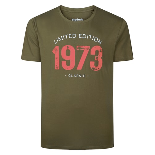 Bigdude Limited Edition 1973 Classic Print T-Shirt Khaki