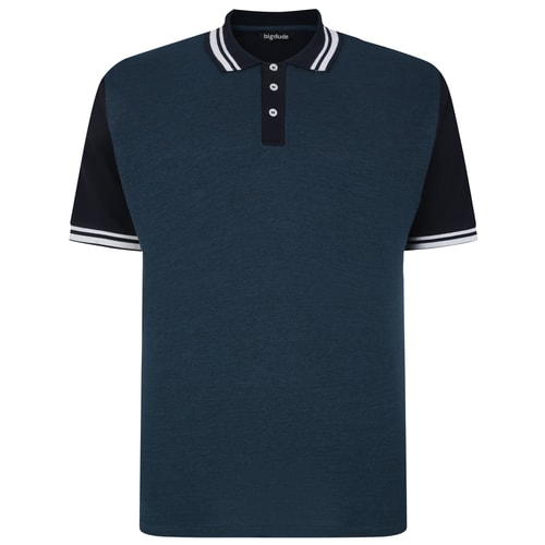 Bigdude Dobby Two Tone Polo Shirt Navy/Petrol