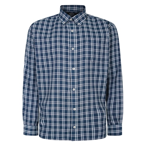 Bigdude Button Down Long Sleeve Check Shirt Bright Navy